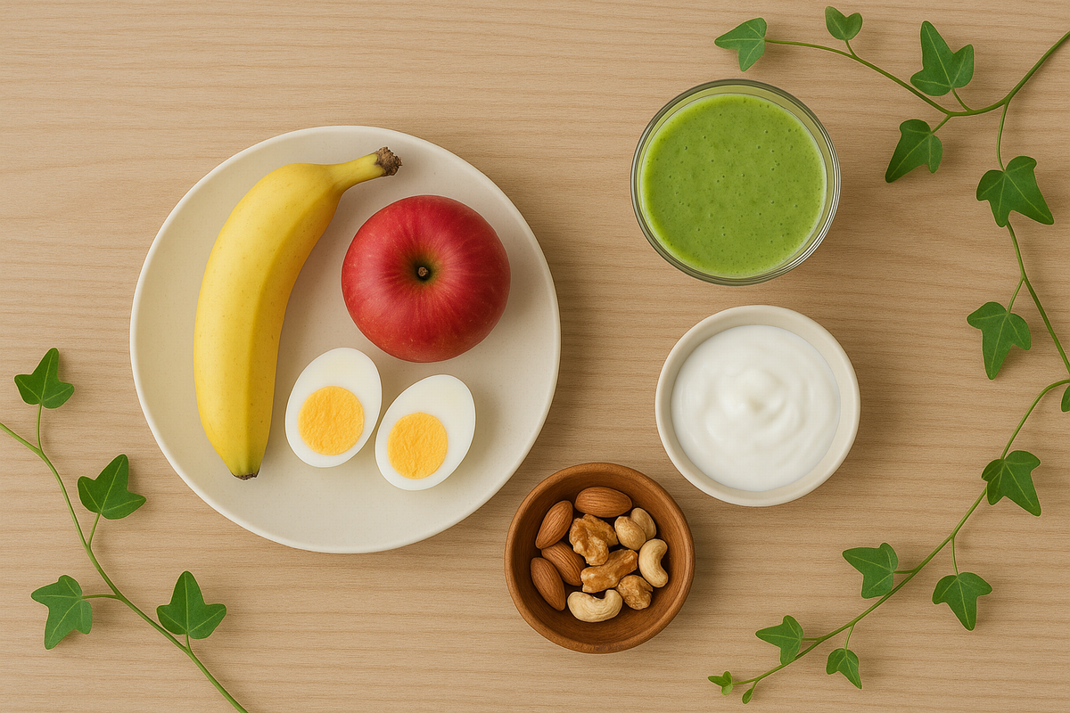 代謝を落とさない朝食の選び方をイメージした料理と食材の写真