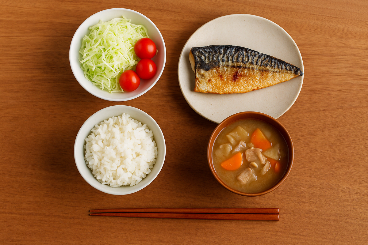 食べても太りにくい体を目指す食べ方の順番と食事バランスのイメージ