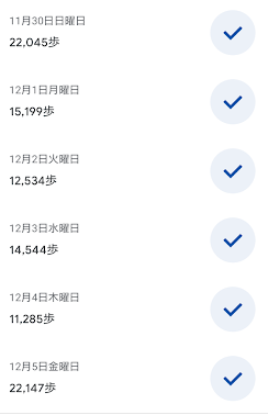 1日の歩数が22147歩の歩数計スクリーンショット